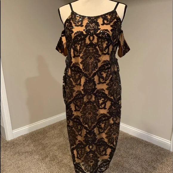 green emerald velvet dress Wedtrend Women Black Golden Mirror Prom Dress A Line Spaghetti Straps Sequins Long Corset Evening Dress, Black Golden / US8 main image 1